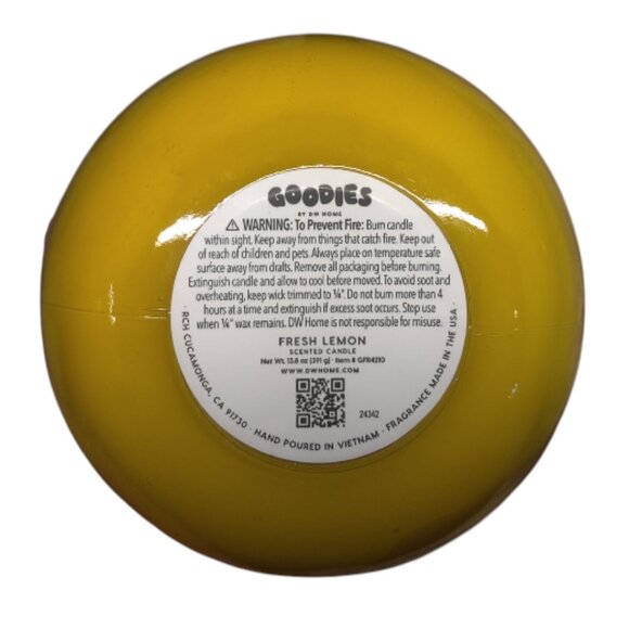 DW Home Goodies Fresh Lemon Candle with Adorable Decorative Topper Single Wick - Picture 2 of 3